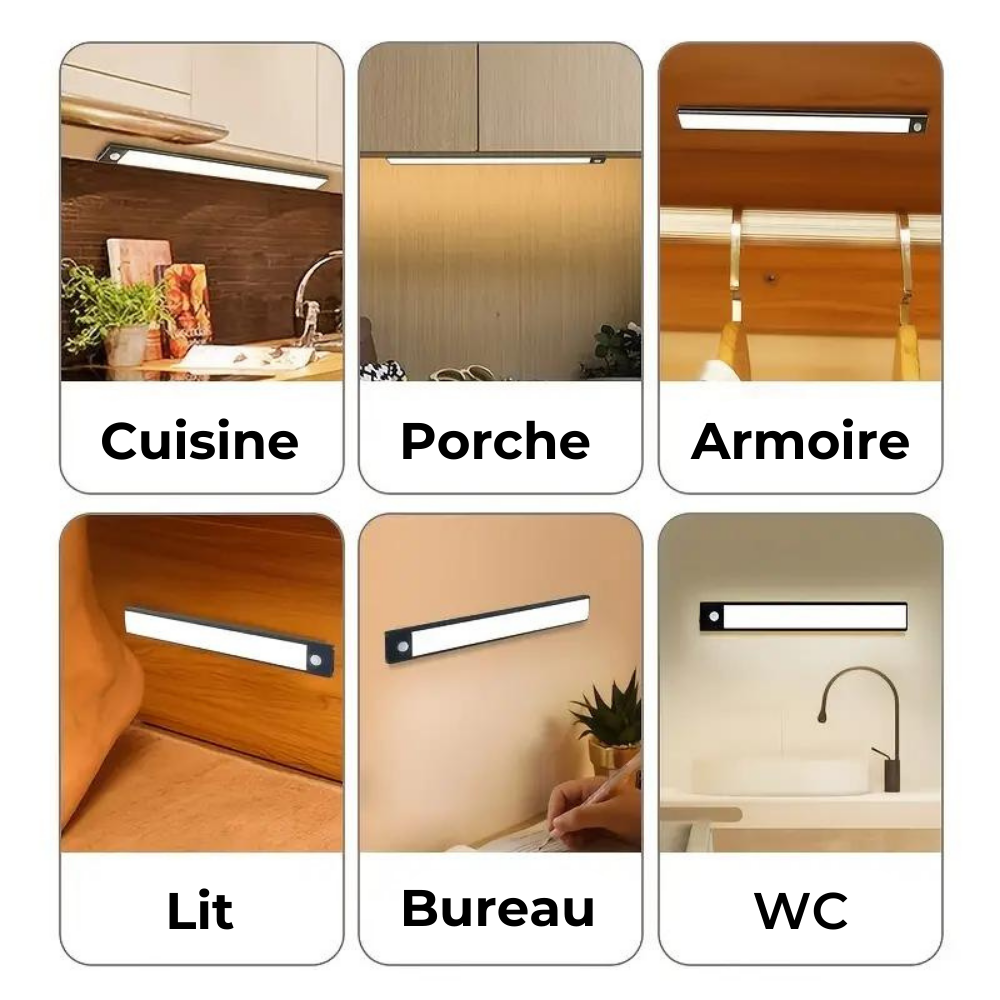 Barra de luz LED adhesiva con batería recargable USB